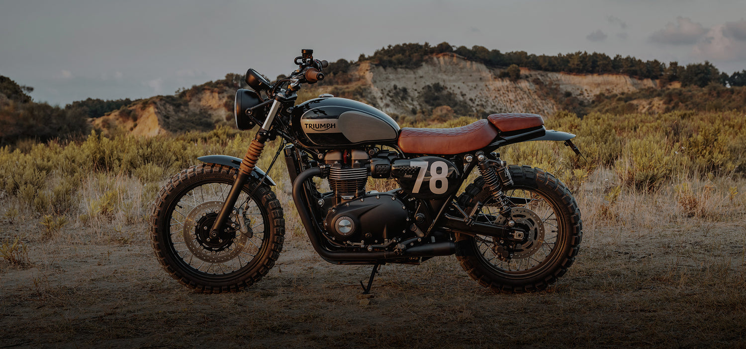 Triumph Street Scrambler Front and rear mudguard side panel number plate accessories left side view