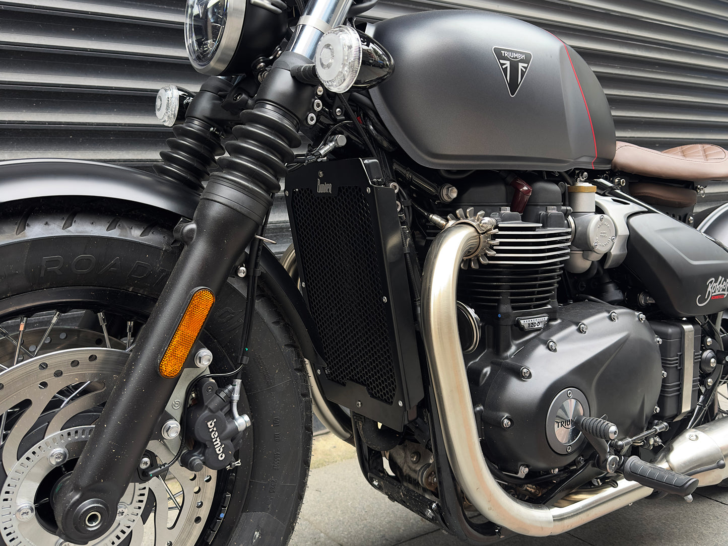 Triumph Bonneville Bobber 2026 1200 Radiator Guard Close up