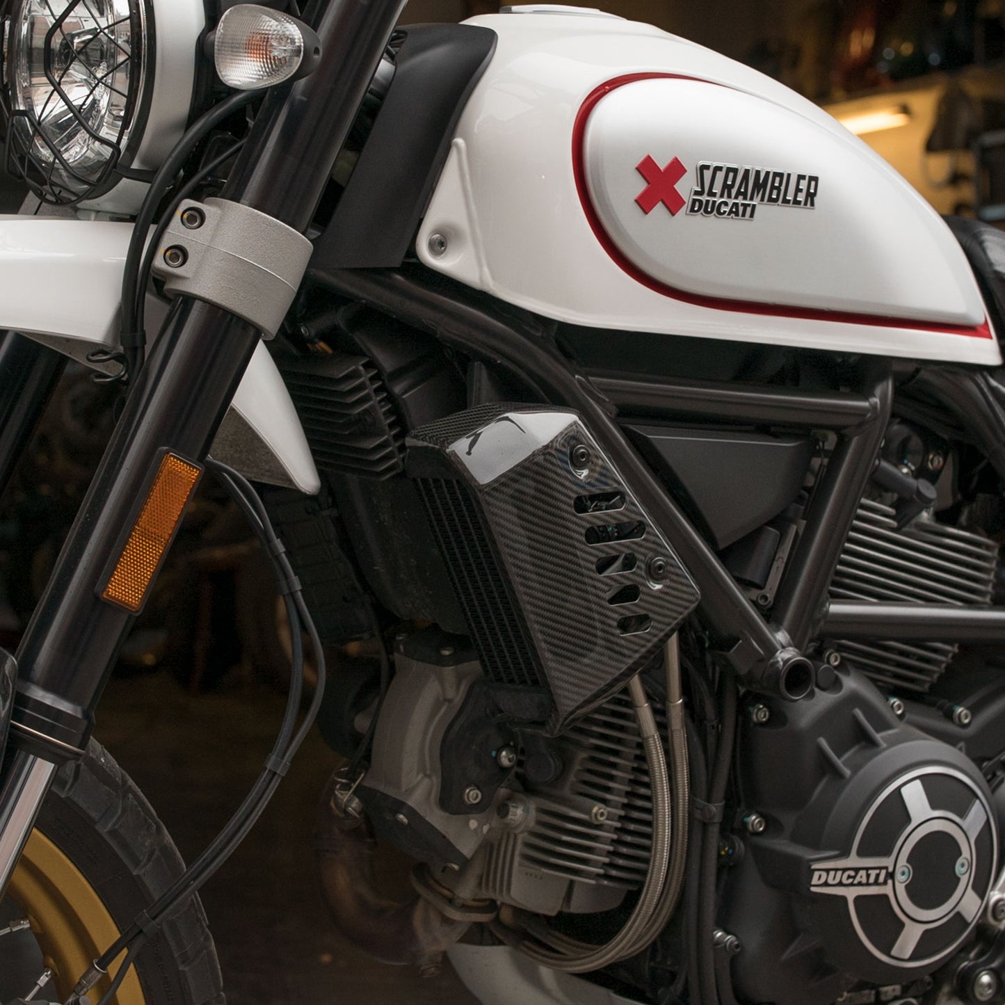 Ducati Scrambler Carbon Fiber Radiator Cover Desert Sled