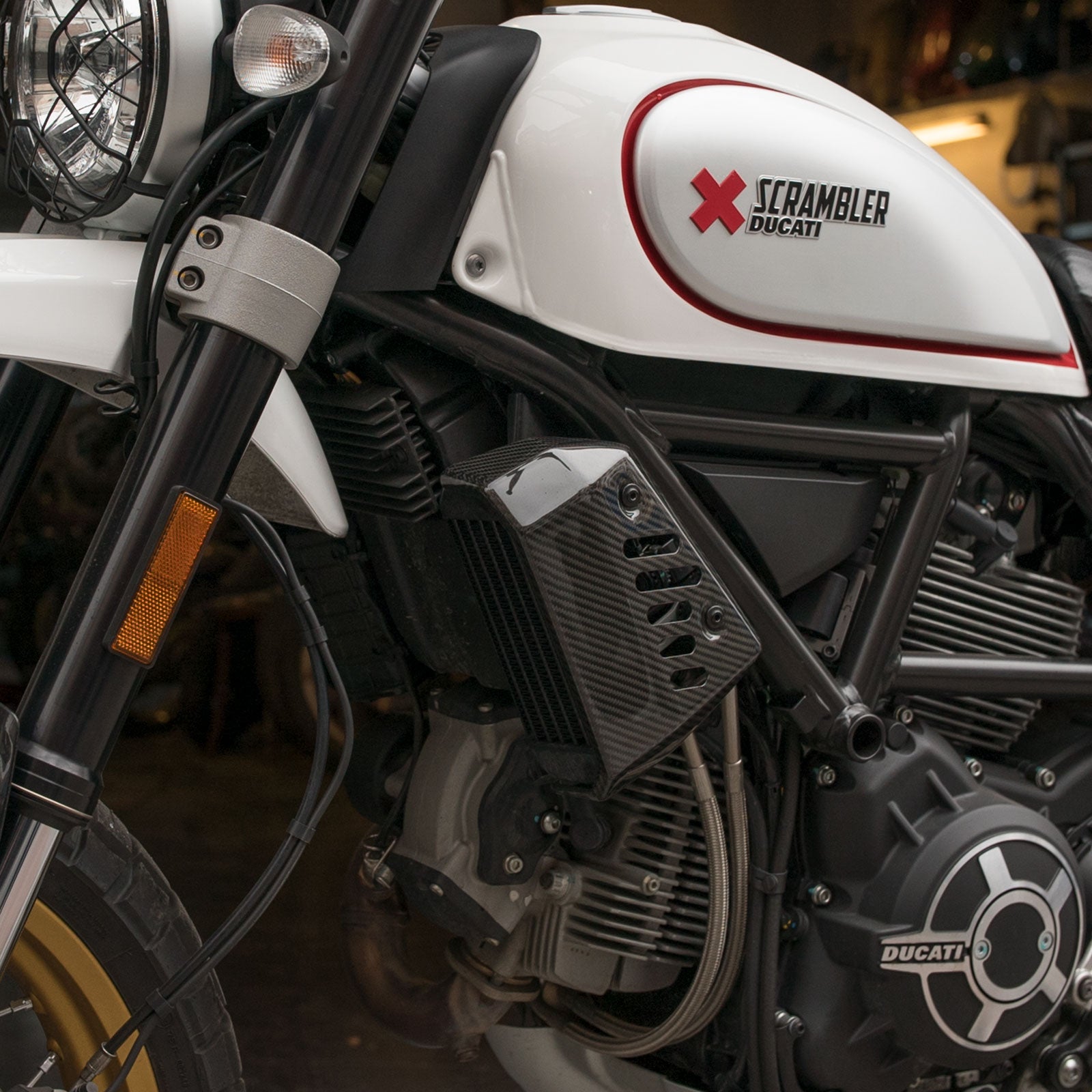 Ducati Scrambler Carbon Fiber Radiator Cover Desert Sled