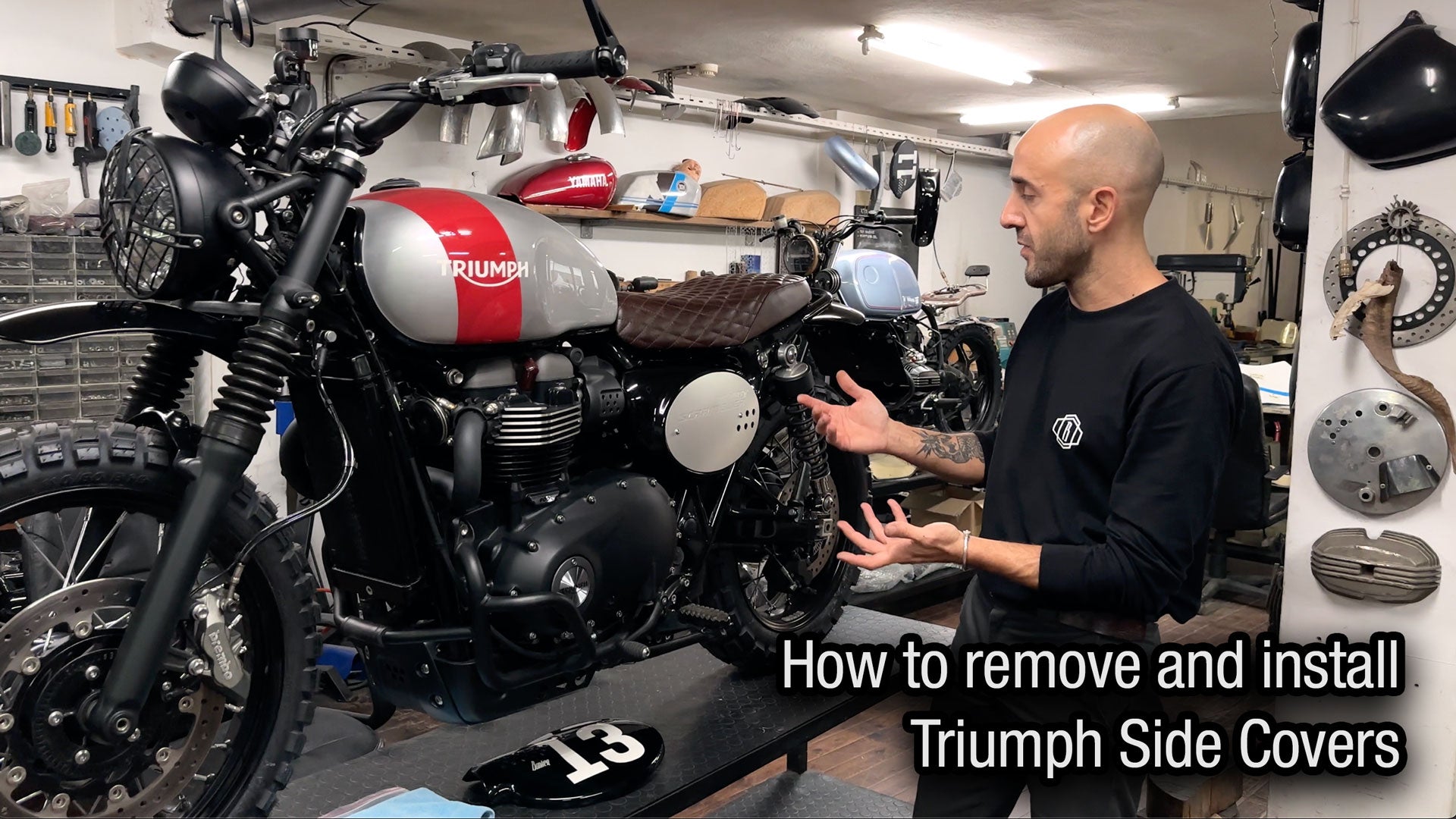 Load video: How to remove and install Triumph Side Covers and Bunker Number Plates