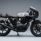 Black Royal Enfield motorcycle with Cafe racer front Fairing Kit  right side view