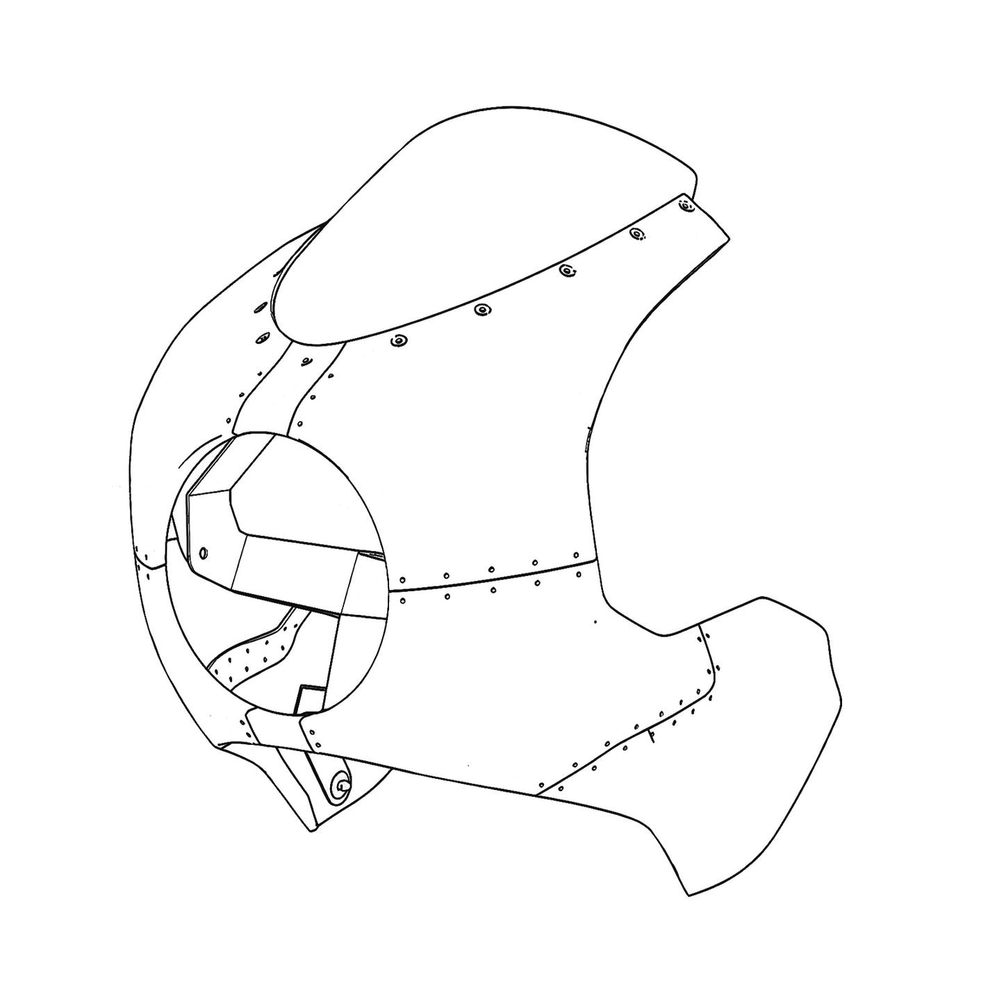 Royal Enfield motorcycle Cafe racer front Fairing Kit  front technical drawing