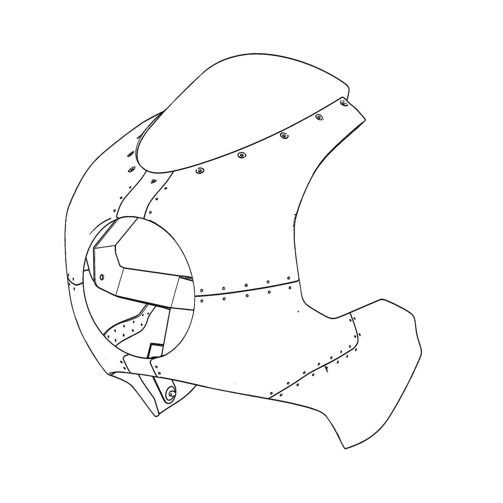 Royal Enfield motorcycle Cafe racer front Fairing Kit  front technical drawing