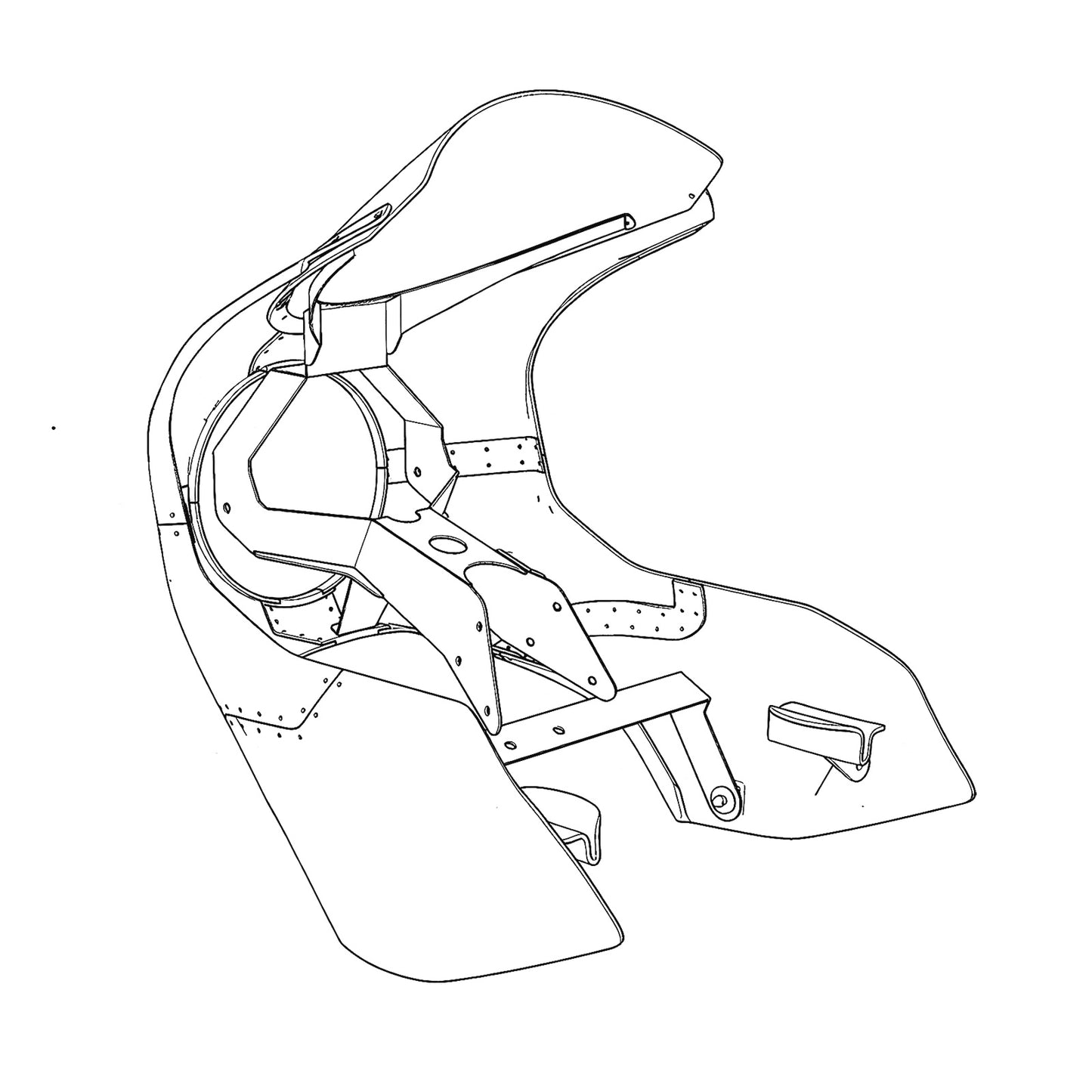 Royal Enfield motorcycle Cafe racer front Fairing Kit Rear technical drawing