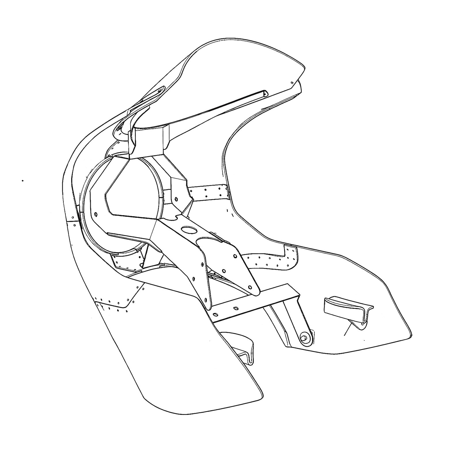 Royal Enfield motorcycle Cafe racer front Fairing Kit Rear technical drawing