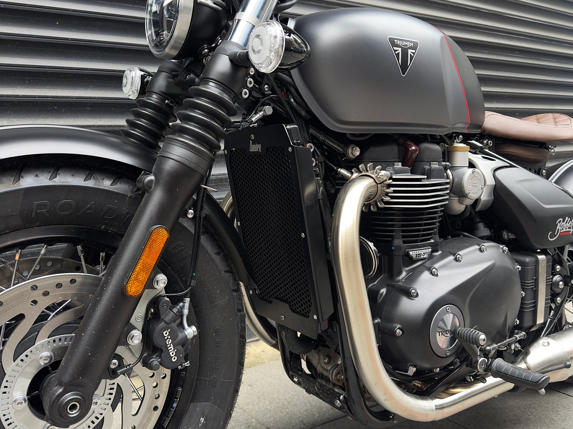 Triumph Bonneville Bobber  2026 1200 Radiator Guard Close up 